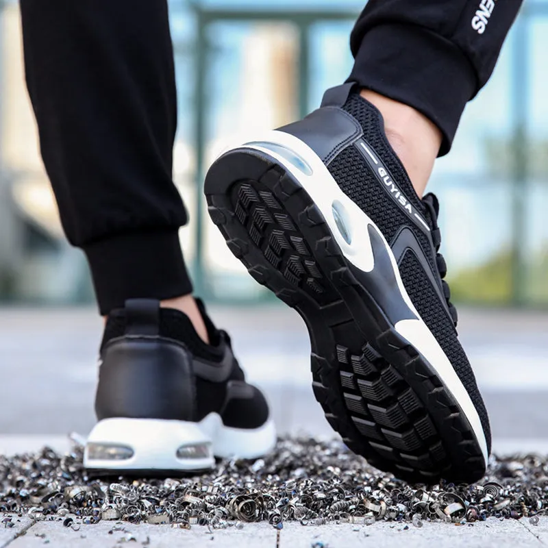 Black Sneakers Men Work Safety Shoes Lightweight Breathable For Gym Travel Work Casual Tennis Running Shoes Best Cowboy Work Boots