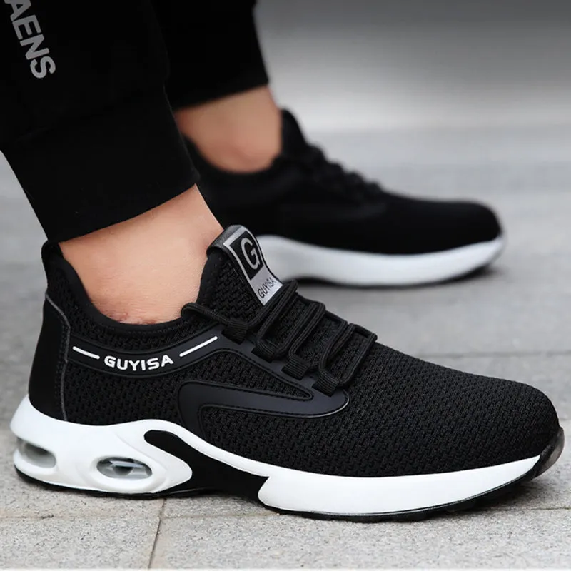 Black Sneakers Men Work Safety Shoes Lightweight Breathable For Gym Travel Work Casual Tennis Running Shoes Rebar Flex Waterproof Eh Western Wellington Work Boots