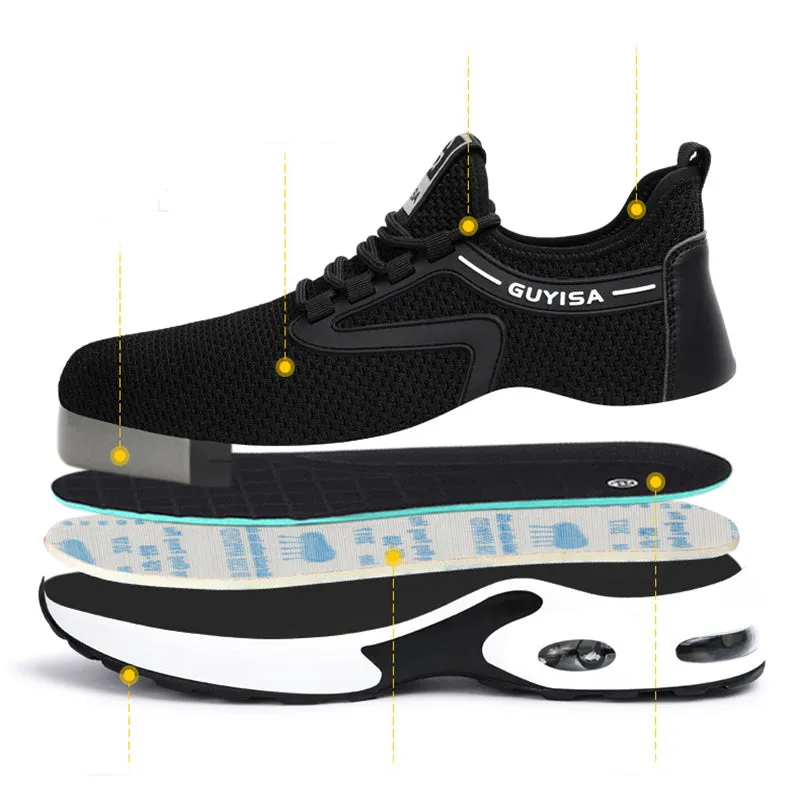 Best Auto Mechanic Work Boots Black Sneakers Men Work Safety Shoes Lightweight Breathable For Gym Travel Work Casual Tennis Running Shoes