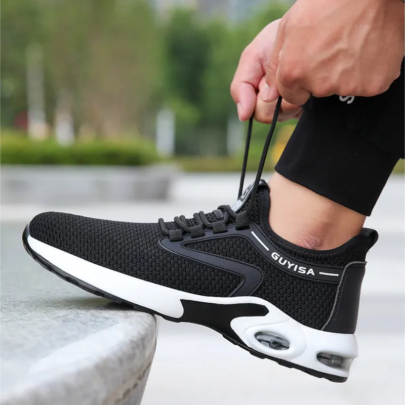 Ee Wide Work Boots Black Sneakers Men Work Safety Shoes Lightweight Breathable For Gym Travel Work Casual Tennis Running Shoes
