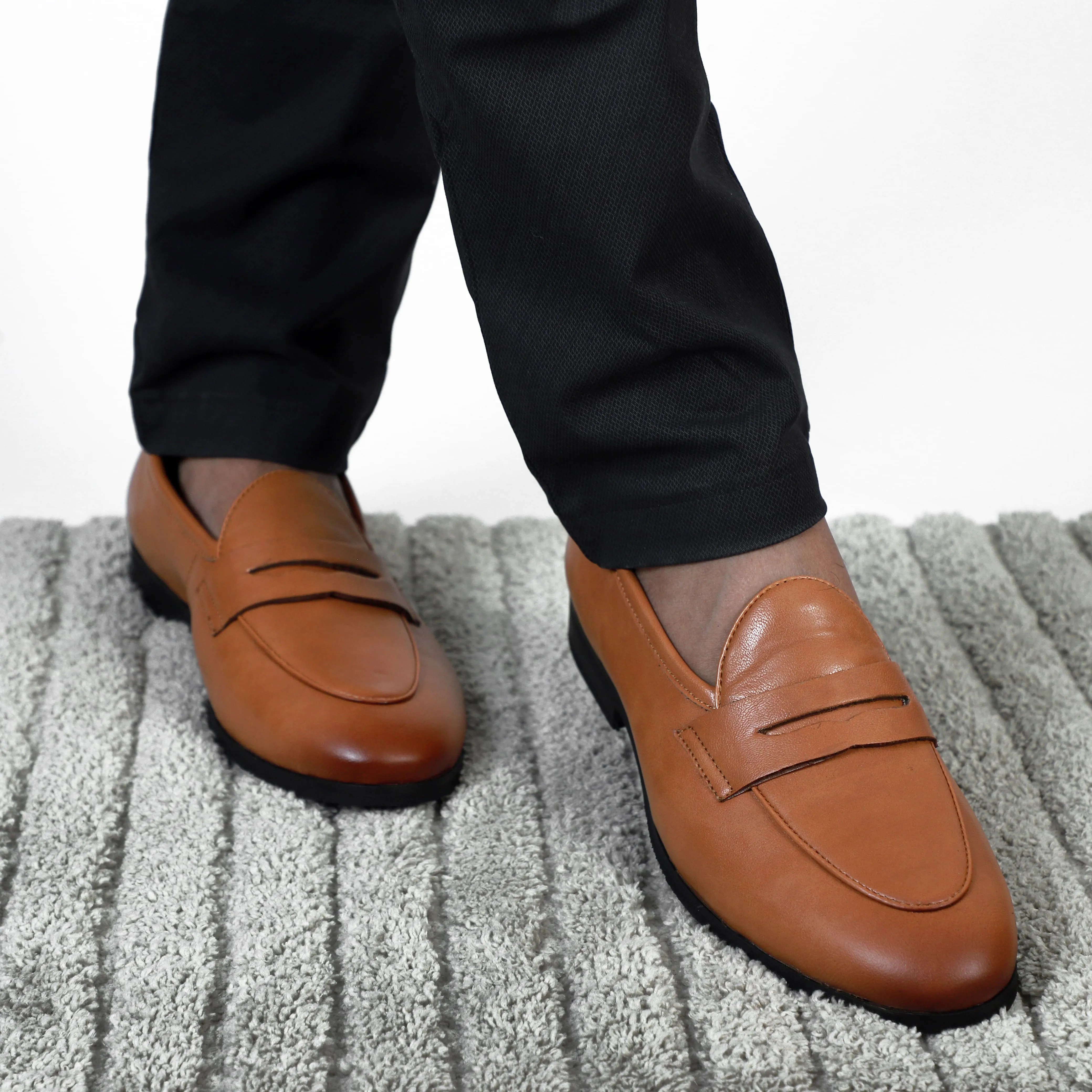 Shearling Slip On NICHE Elegant Tan Penny Loafers