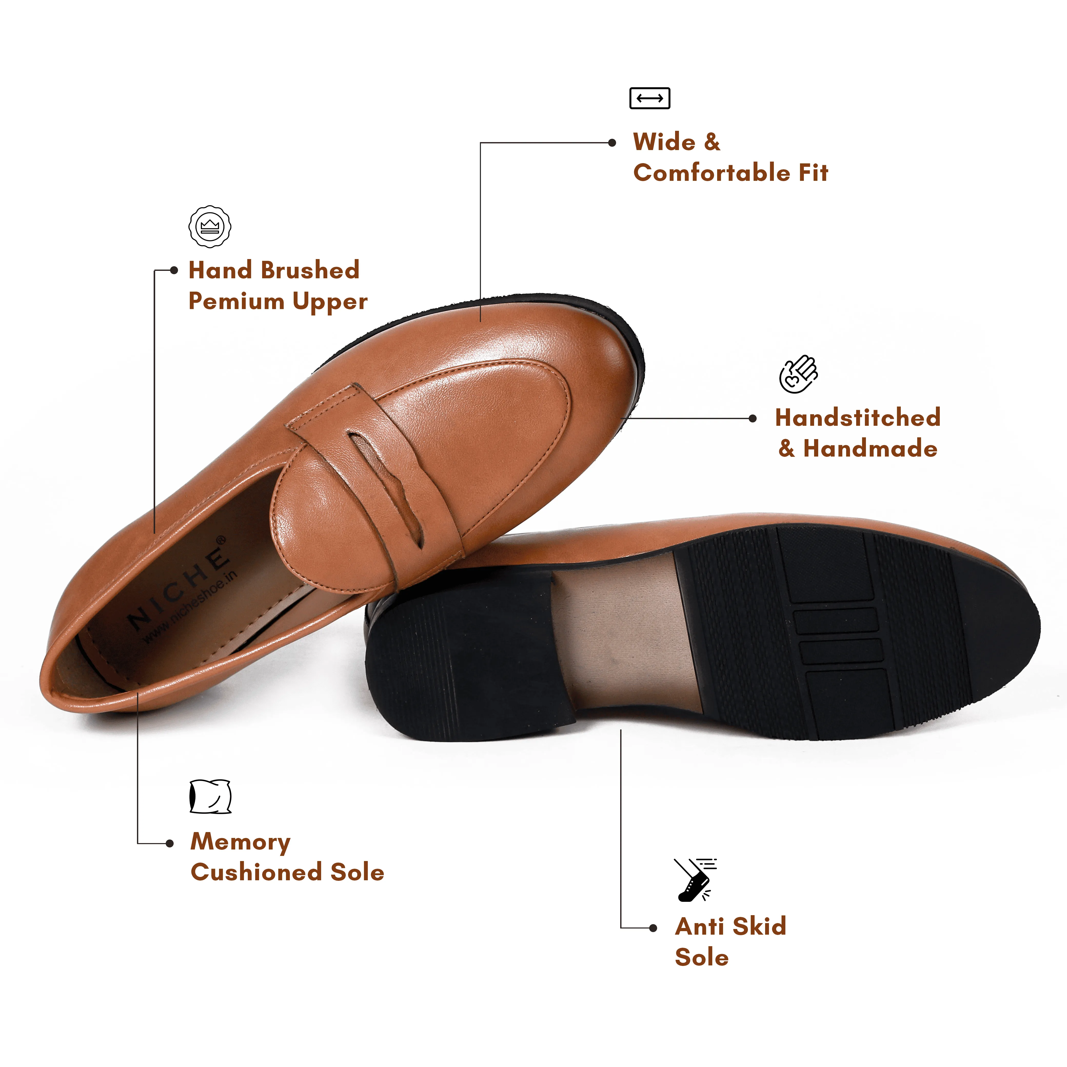 NICHE Elegant Tan Penny Loafers Suede Slip On Loafers