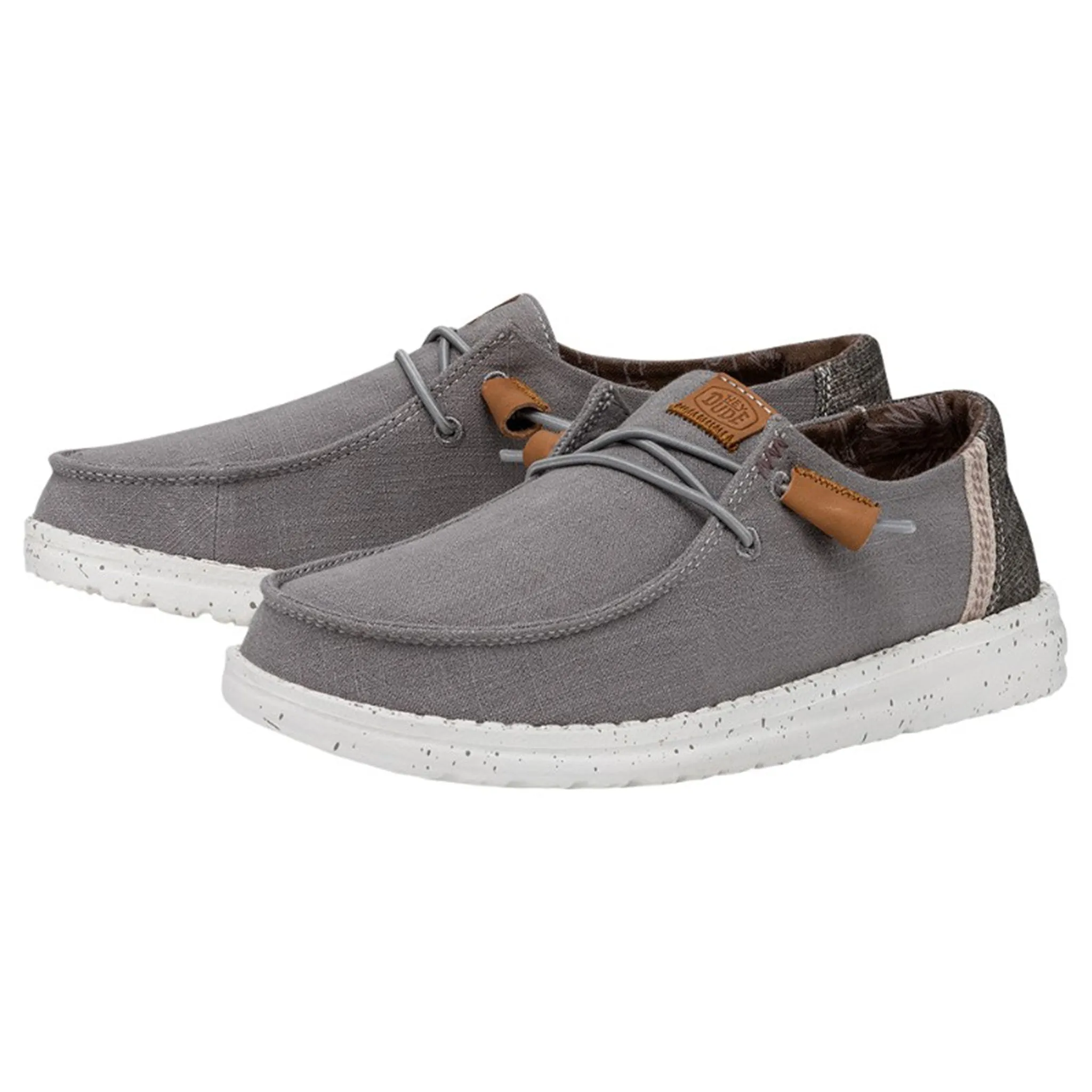 Hey Dude Wendy Washed Canvas Grey Gucci Slip On Fur