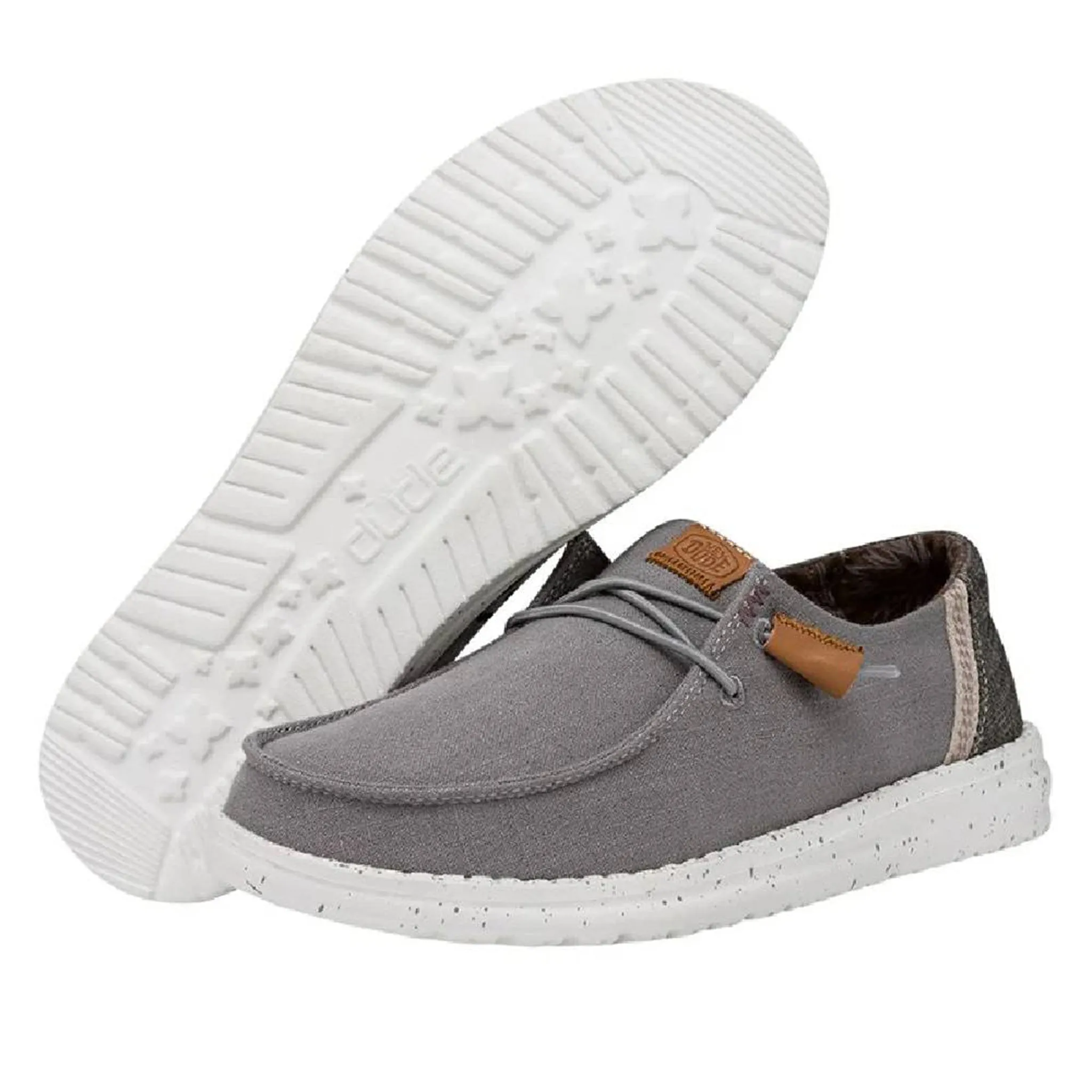 Hey Dude Wendy Washed Canvas Grey Slip On Ice Shoes