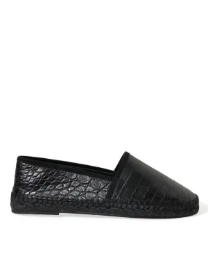 Dolce & Gabbana Exotic Black Leather Espadrilles Loafers Casual Outfit