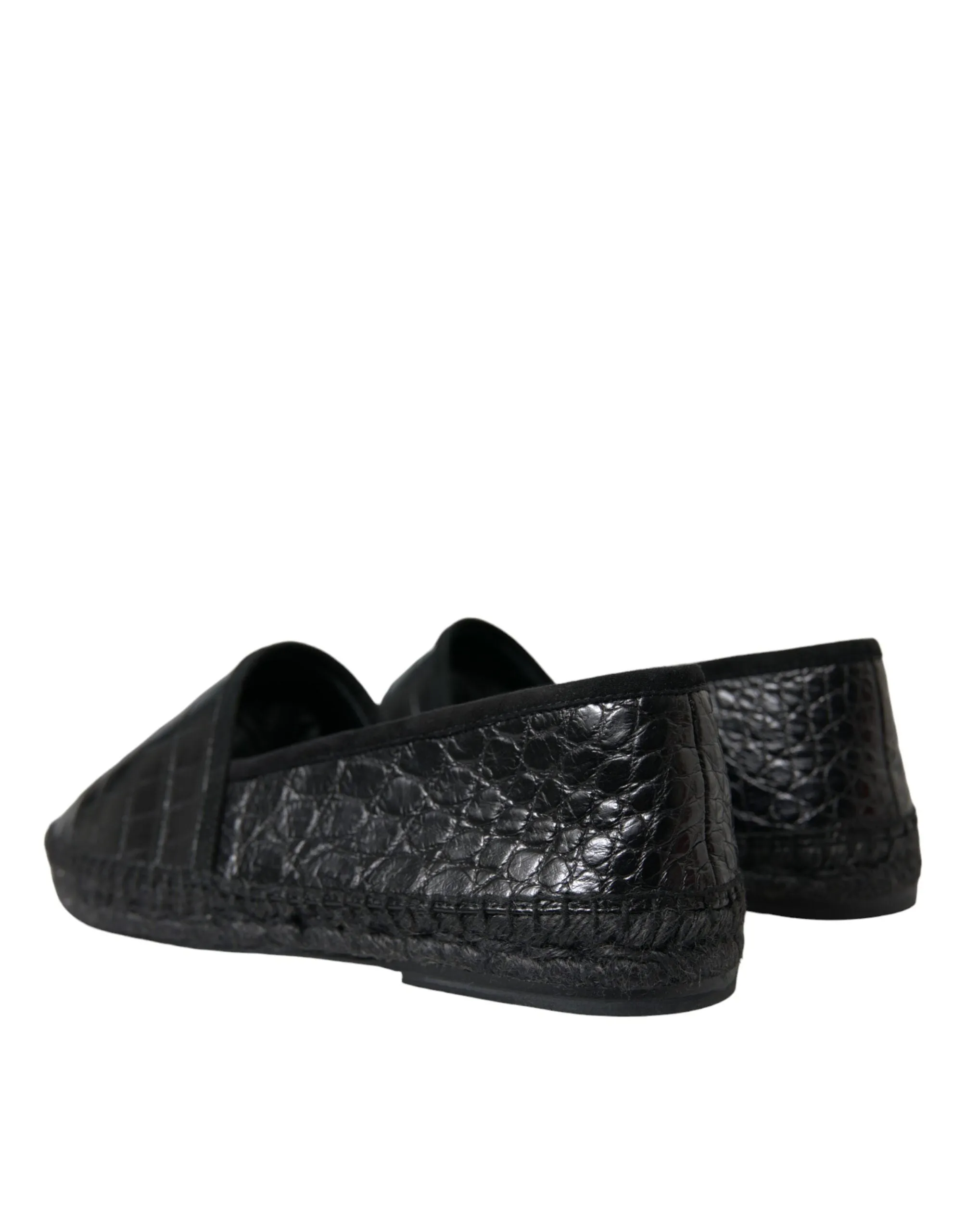 Dolce & Gabbana Exotic Black Leather Espadrilles Wine Loafers