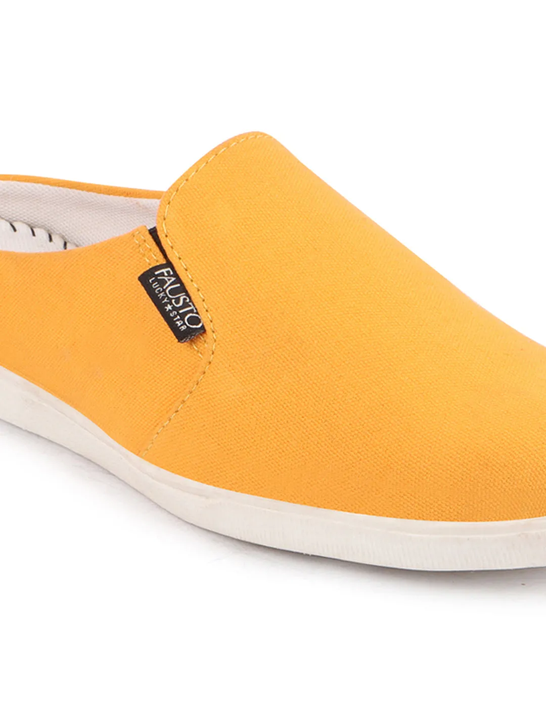 Men Yellow Casual Back Open Canvas Stylish Slip On Shoes Easy Slip On Shoes