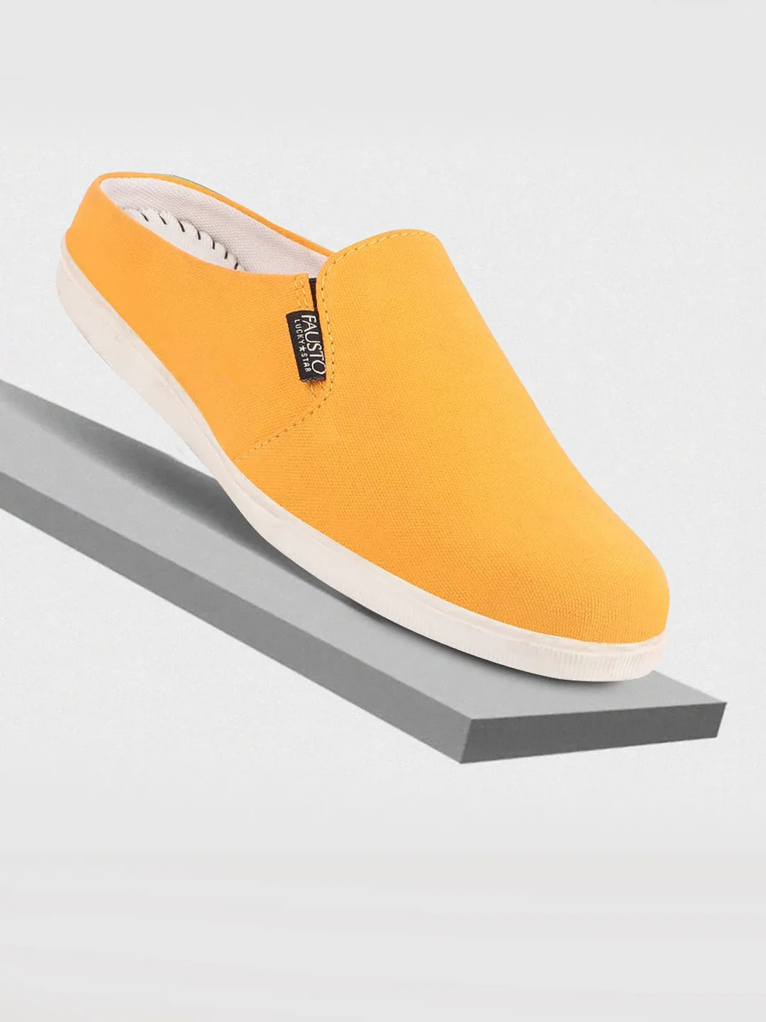 Men Yellow Casual Back Open Canvas Stylish Slip On Shoes Socks For Slip On Sneakers