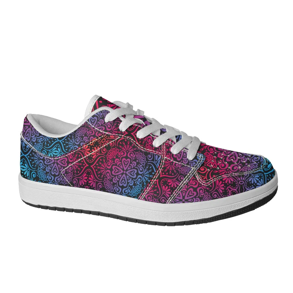 Sneakers Washing Machine Bohemian Rainbow Women's Vegan Leather Sneakers