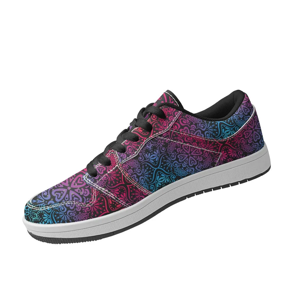 Bohemian Rainbow Women's Vegan Leather Sneakers Sneakers Athletic