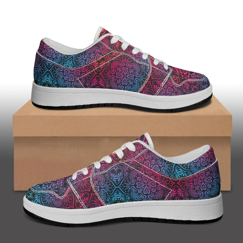 Bohemian Rainbow Women's Vegan Leather Sneakers Waterproof Sneakers Shoes