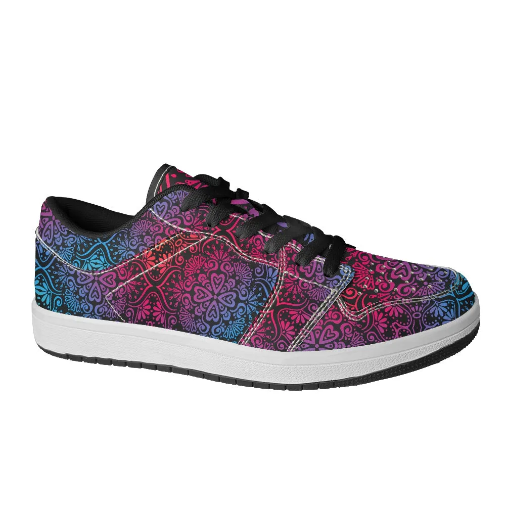 Packers Sneakers Bohemian Rainbow Women's Vegan Leather Sneakers