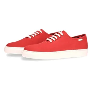 Minimal Red Mens Sneaker Lace Up Dark Grey Sneakers