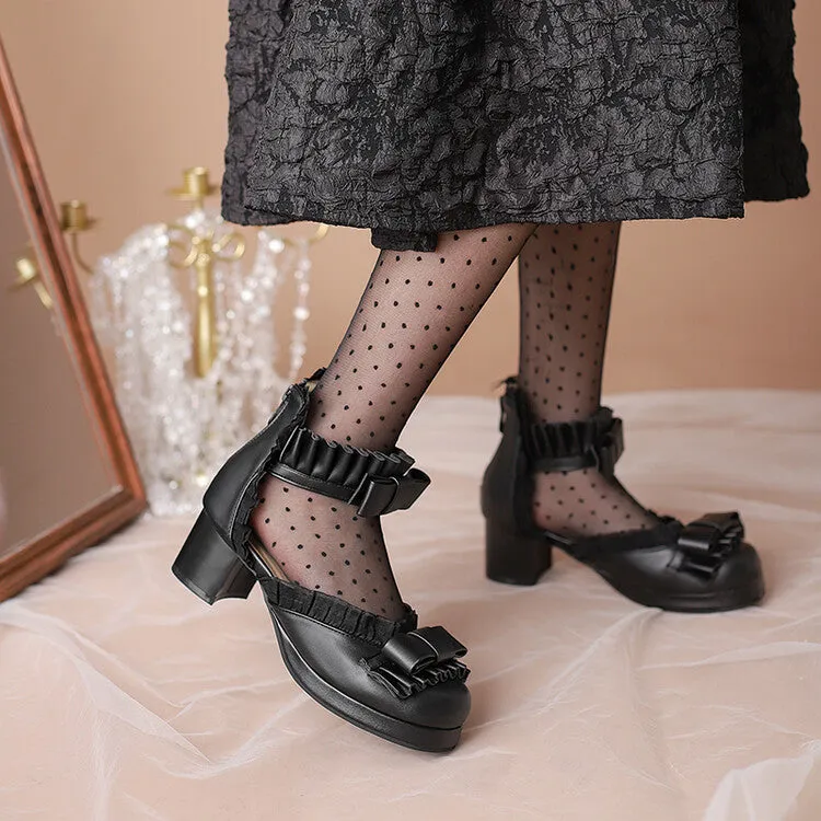 Women's Lace Bow Tie Ankle Strap Block Heel Sandals Antigua Resort Map