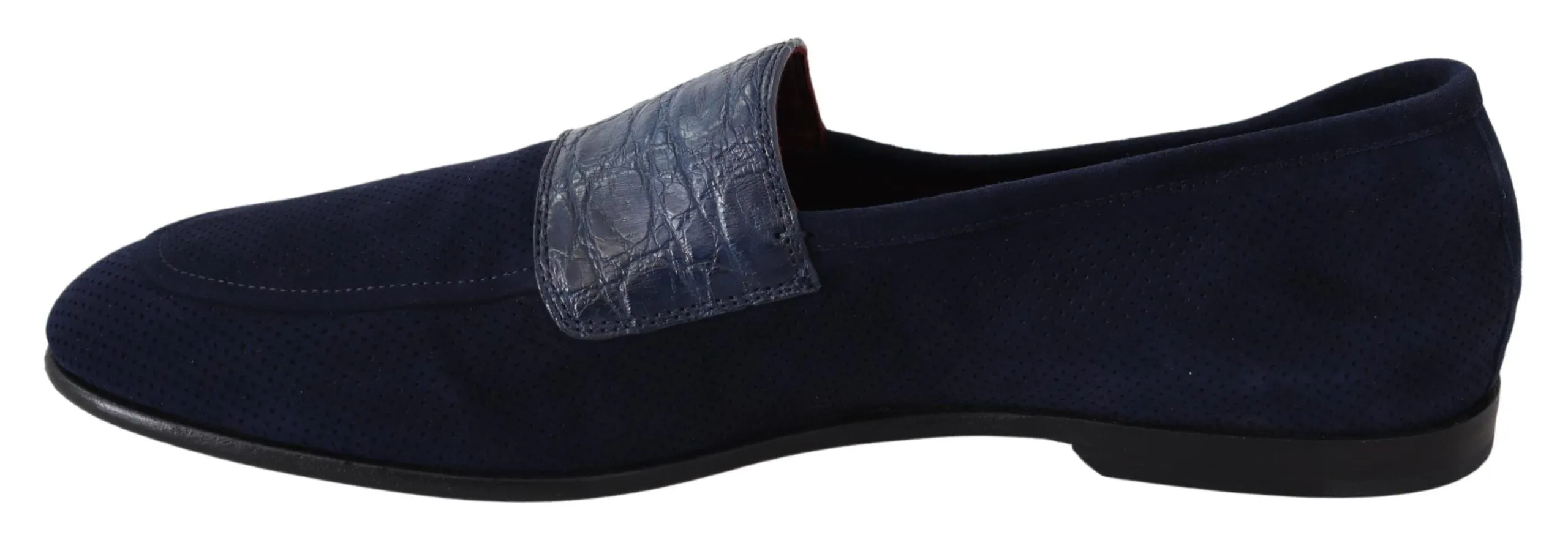 Zappos Loafers Dolce & Gabbana Blue Suede Caiman Loafers Slippers Shoes