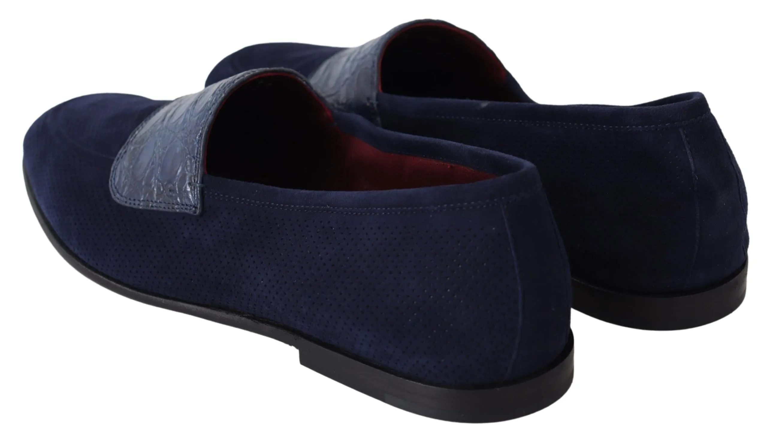 Dockers Loafers With Tassels Dolce & Gabbana Blue Suede Caiman Loafers Slippers Shoes