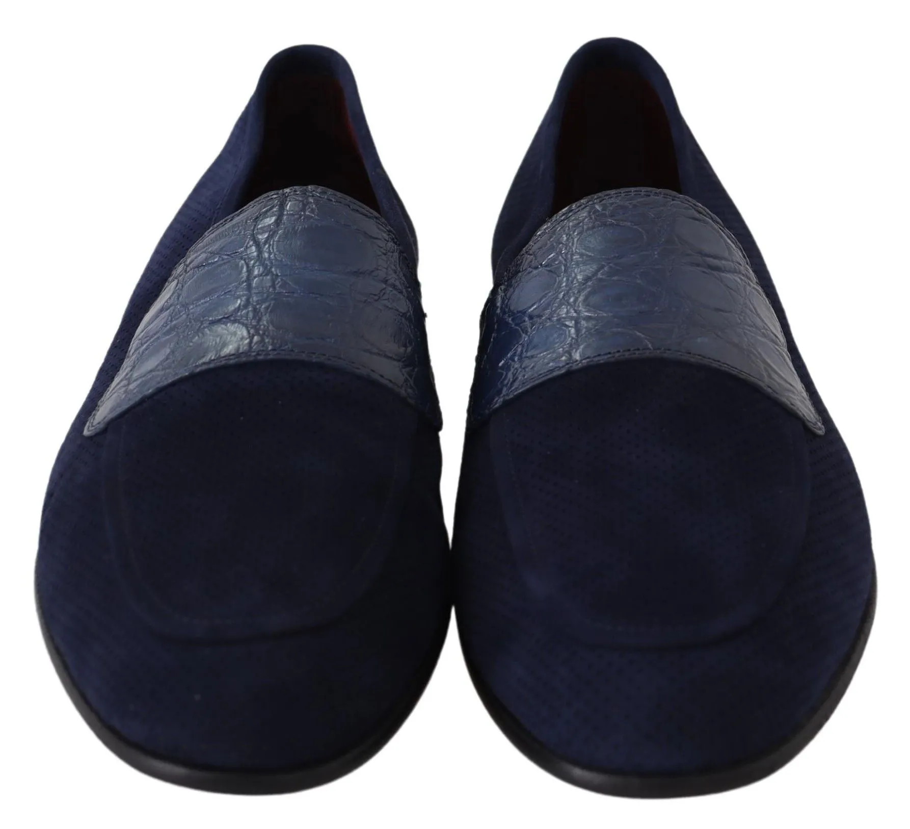 Dolce & Gabbana Blue Suede Caiman Loafers Slippers Shoes Loafers Gommino