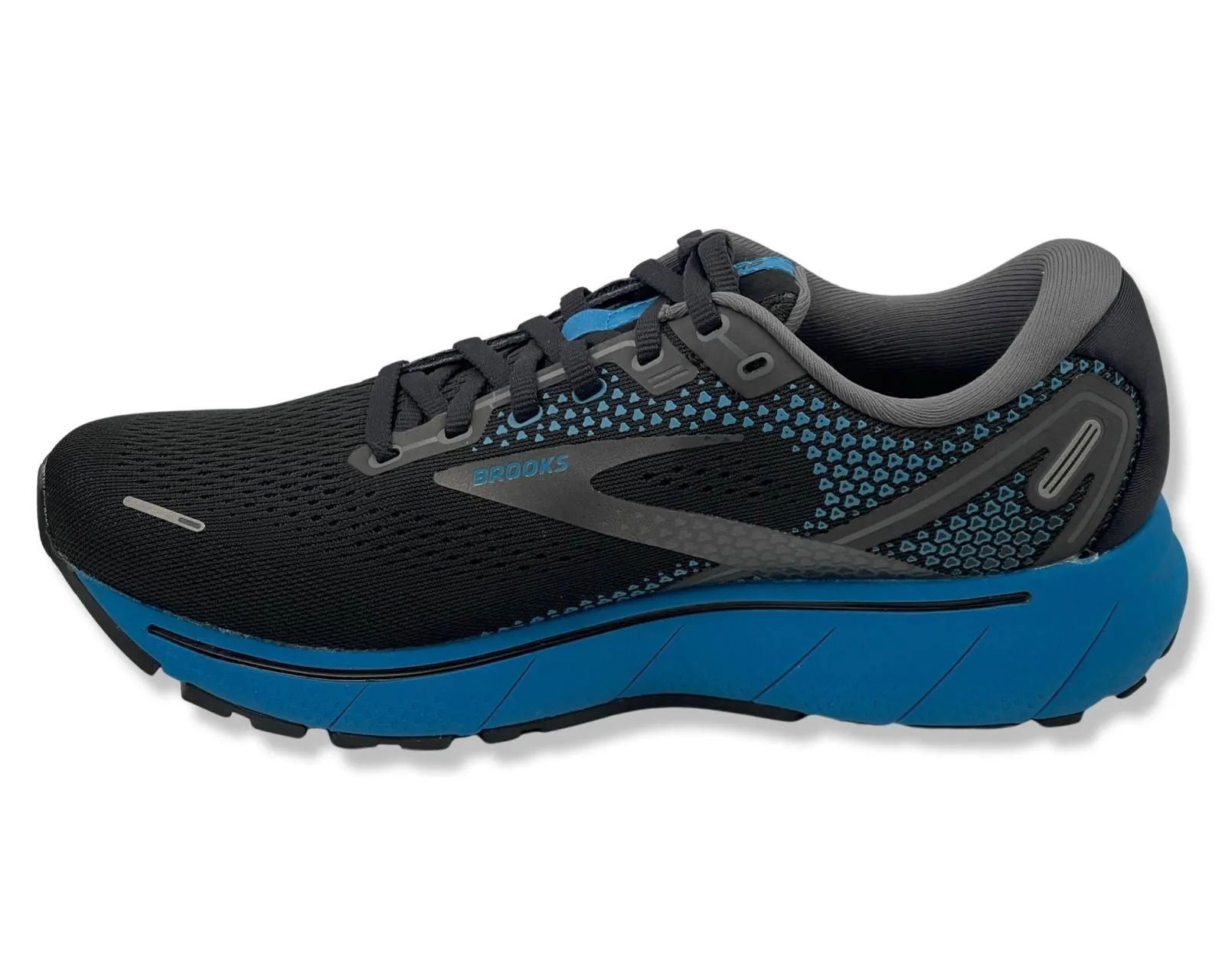 Brooks Ghost 14 Wide 2E Running Sneakers In Black & Blue For Men's Slip On Sneakers White