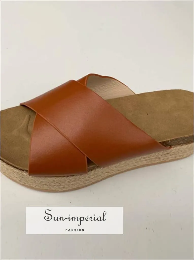 Brown Summer Women Slippers Open Toe Platform Casual Shoes each Ladies Outdoor Flip Flops X Shape Flip Flop Circuits