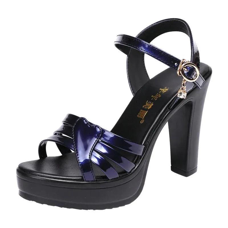 High Heels Ladies Sexy Leather Platform Wedge Heel Elegant Women Sandal Heel Flip Flops