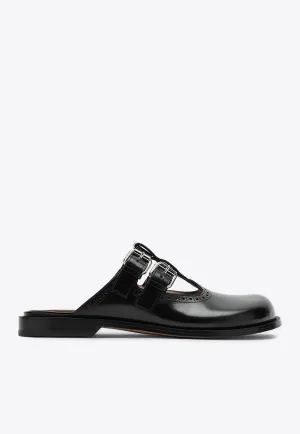 Isotoner Slippers Campo Mary-Jane Leather Flat Mules