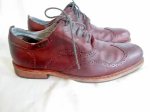 Mens CATERPILLAR Leather WINGTIP OXFORD Loafers Shoes 11 BURGUNDY BROWN Unisex Loafers