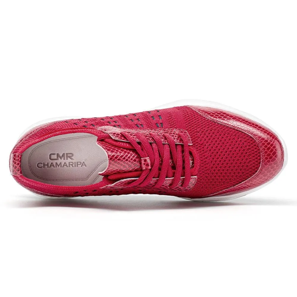 5 CM/1.95 Inches CMR CHAMARIPA Taller Shoes - Red Knit Sneakers for Men - Elevate Your Height Lulu Sneakers