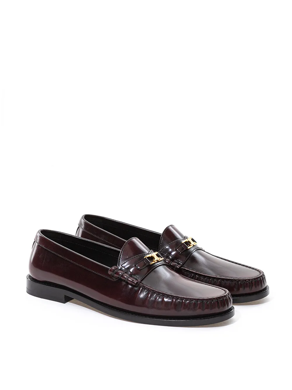 Leather Moccasin Loafers Celine Elegant Brown Leather Triomphe Loafers