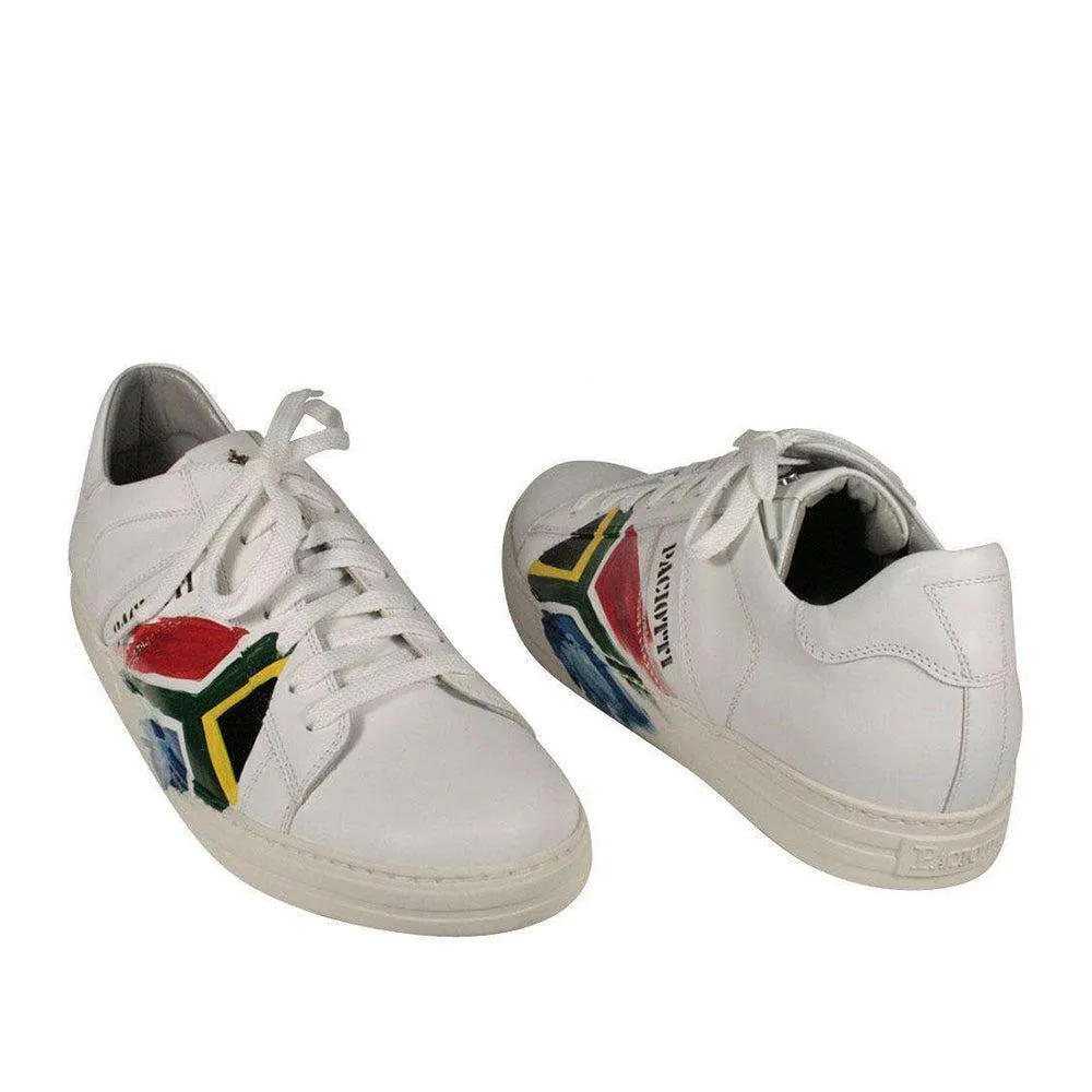 Sneakers That Light Up Cesare Paciotti Luxury Italian Men's Designer Shoes Flag Sports White Sneakers (CPM711)