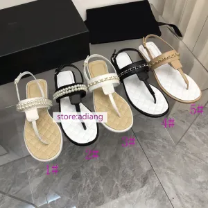 Calypso Flip Flops chain flip flops flats sandals comfort shoes lamb leather women 2023 summer 35-41 high quality