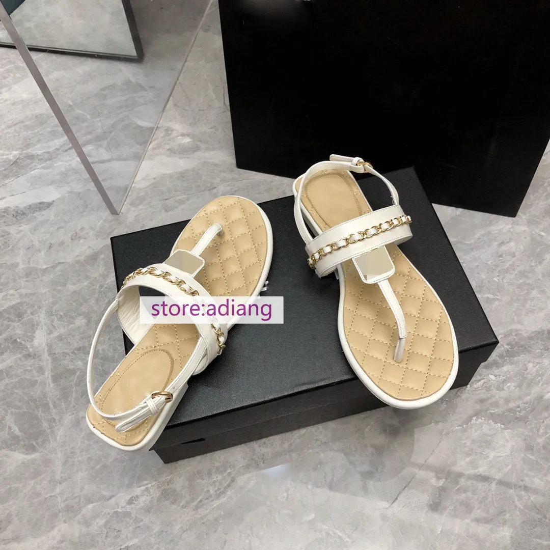 Spike Flip Flops chain flip flops flats sandals comfort shoes lamb leather women 2023 summer 35-41 high quality