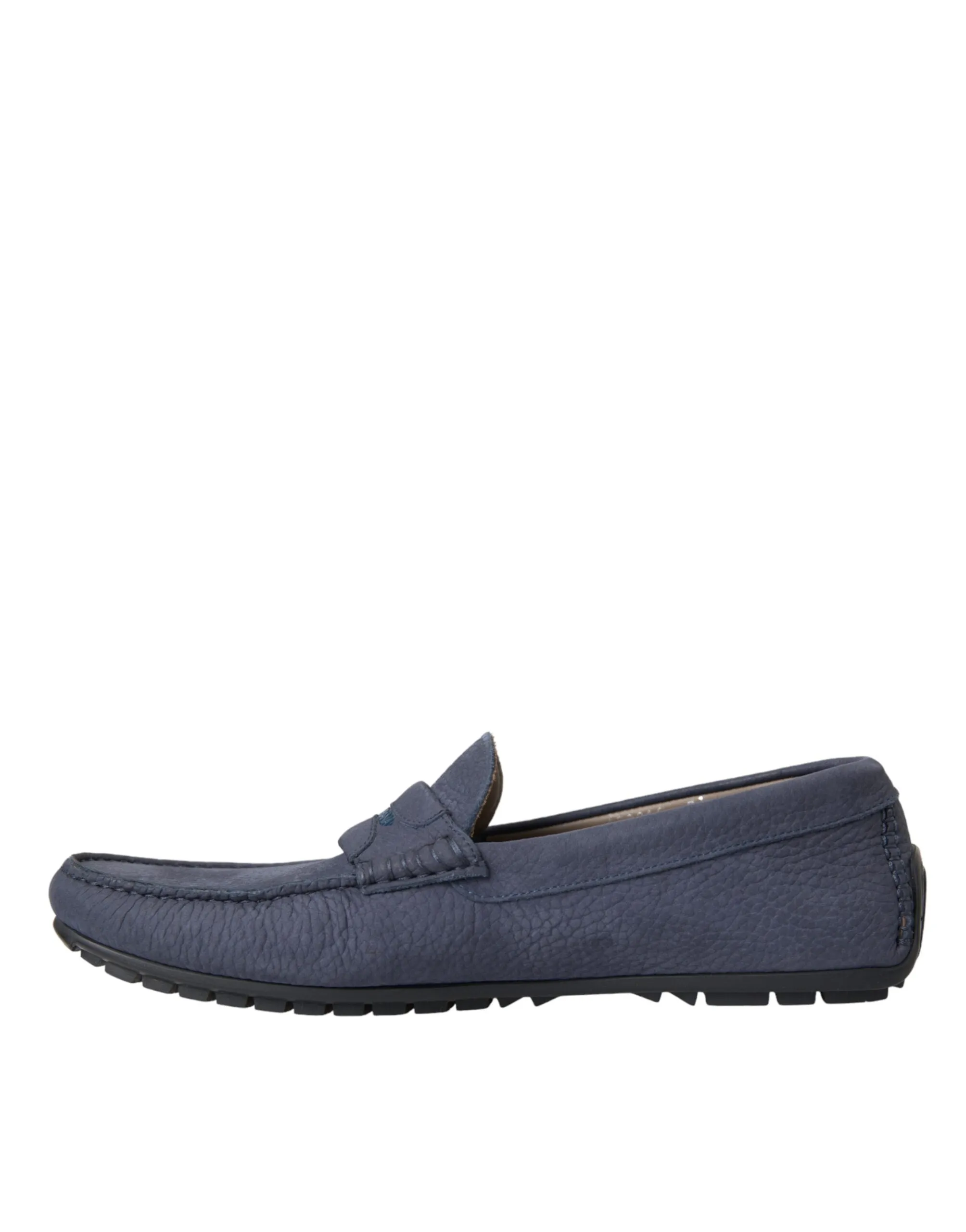 Dolce & Gabbana Blue Calf Leather Slip On Moccasin Shoes Insole Loafers