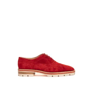 Christian Louboutin Red Suede Flat Shoe Dressy Silver Flat Shoes