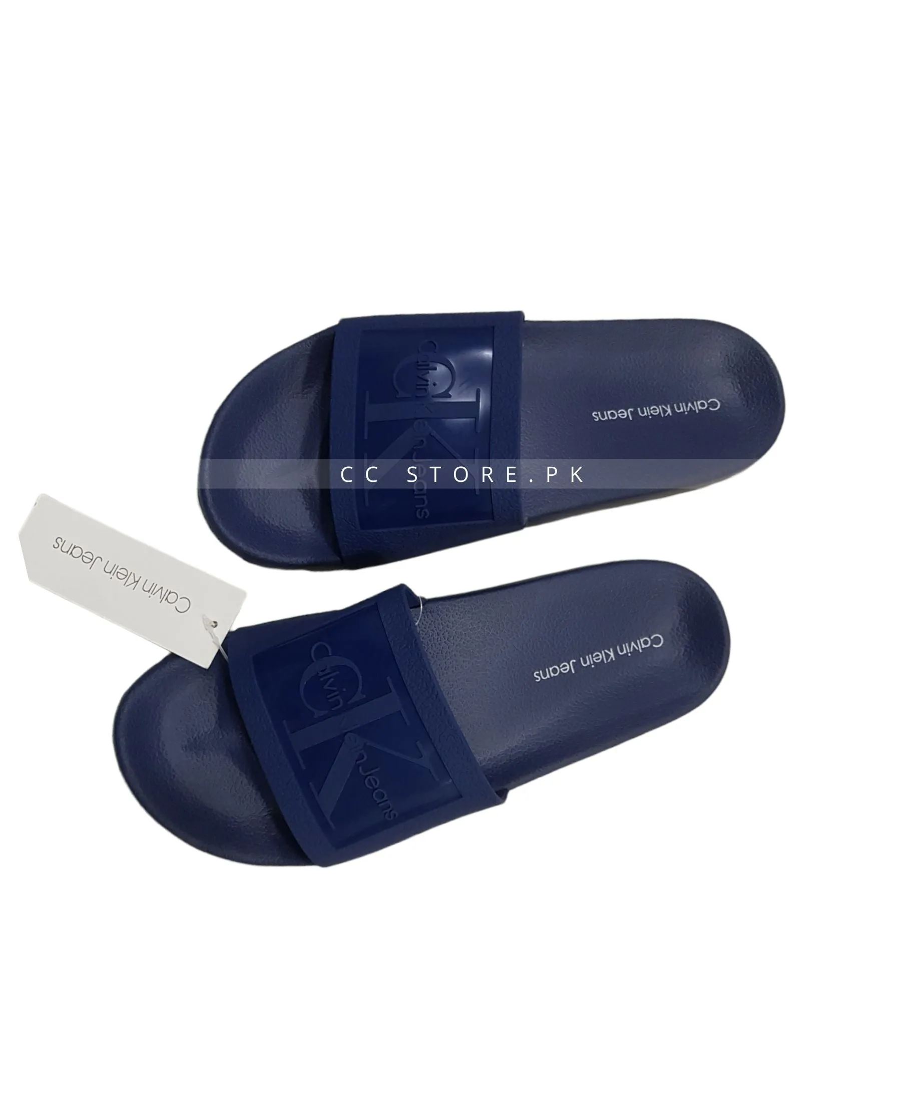 CK Navy Blue Slides Sandals With Jeans