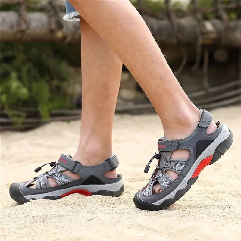 Classic Summer Men Sandals Fashion Large Size Beach Sandals New Breathable Casual Flat Sandals Men Outdoor Non-slip Wading Shoes Olukai Sandals