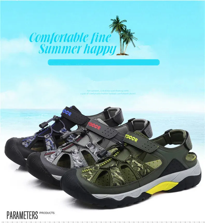 Classic Summer Men Sandals Fashion Large Size Beach Sandals New Breathable Casual Flat Sandals Men Outdoor Non-slip Wading Shoes Sandals Store