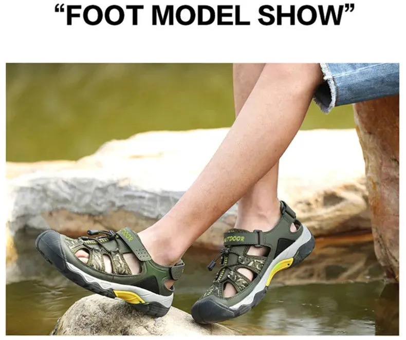 Classic Summer Men Sandals Fashion Large Size Beach Sandals New Breathable Casual Flat Sandals Men Outdoor Non-slip Wading Shoes Open Toe Platform Sandals