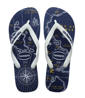 Folkee Sheepskin Slippers HAVAIANAS TOP NAUTICAL - NAVY BLUE.WHITE.NAVY BLUE