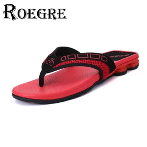 Cartoon House Slippers ROEGRE New Arrival Summer Comfortable Mens Flip Flops Outdoor Beach Sandals Black Blue Red White Casual Slippers