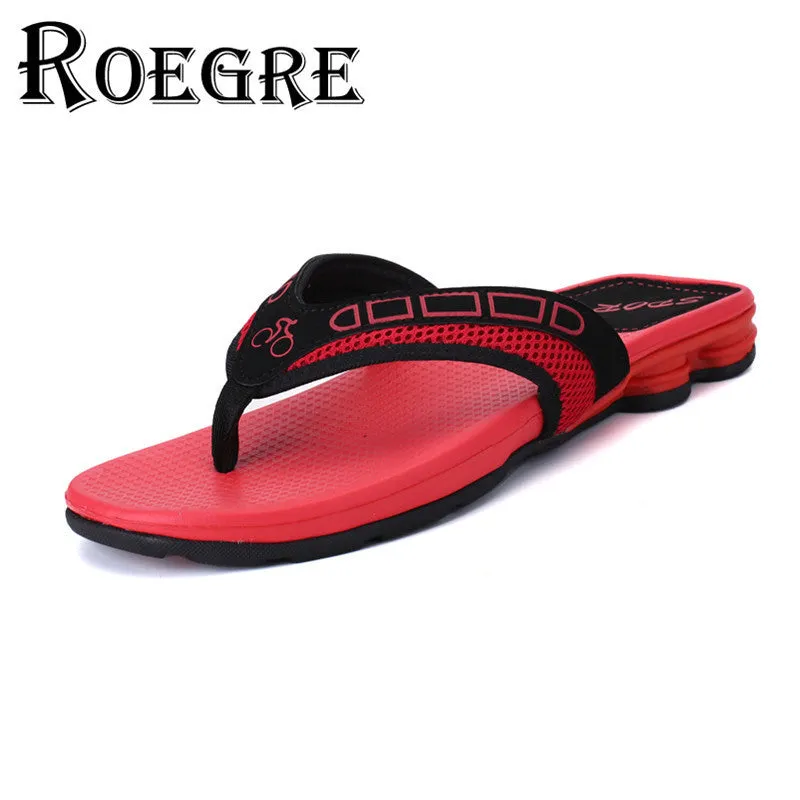 Sport Slide ROEGRE New Arrival Summer Comfortable Mens Flip Flops Outdoor Beach Sandals Black Blue Red White Casual Slippers
