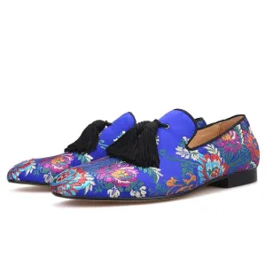 Kirkland Slippers OneDrop Handmade Men Floral Wedding Party Prom Loafers Silk Dress Shoes Slippers
