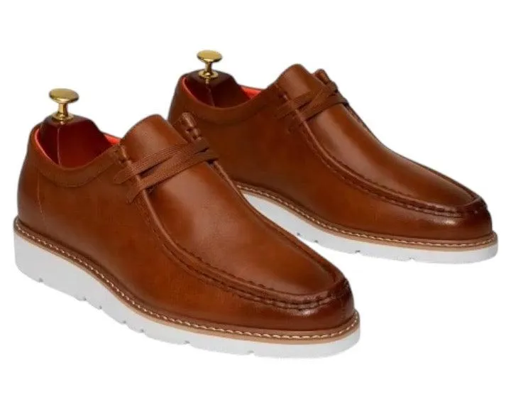 Cognac Men's Lace-Up Shoes TAYNO Leather Moc Toe Oxford Casual Sneaker the Haulover Sneakers New York Shop