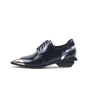 Color Block Low Heel Oxford Shoes Material Oxford