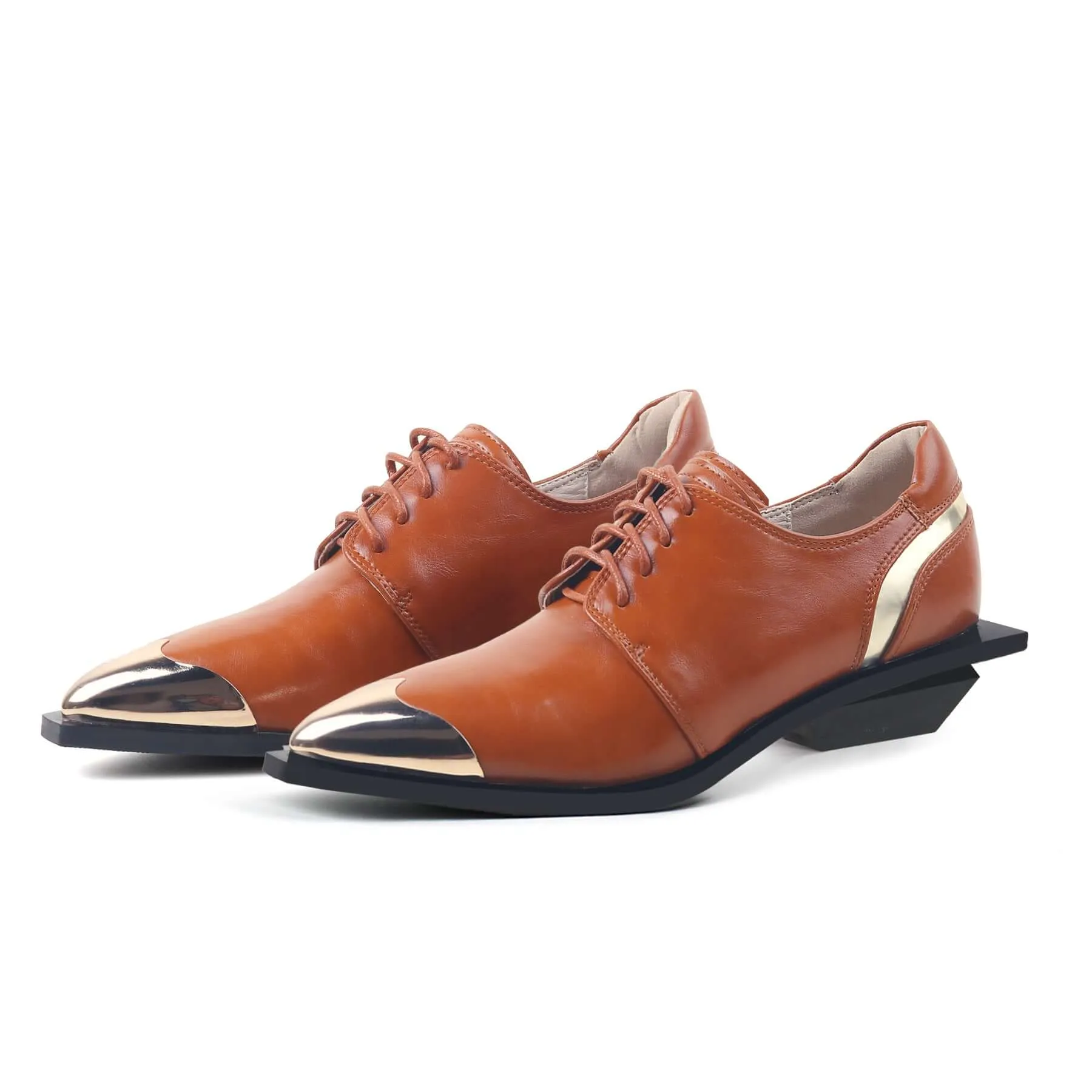 Oxford Shoe Color Block Low Heel Oxford Shoes