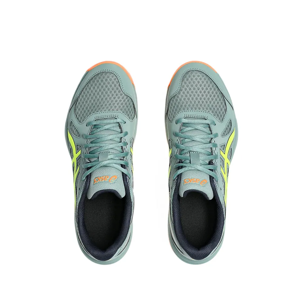 ASICS Men's Upcourt 6 Badminton Shoe (Celadon/Safety Yellow) Asics Gel-tactic Indoor Sport Shoes