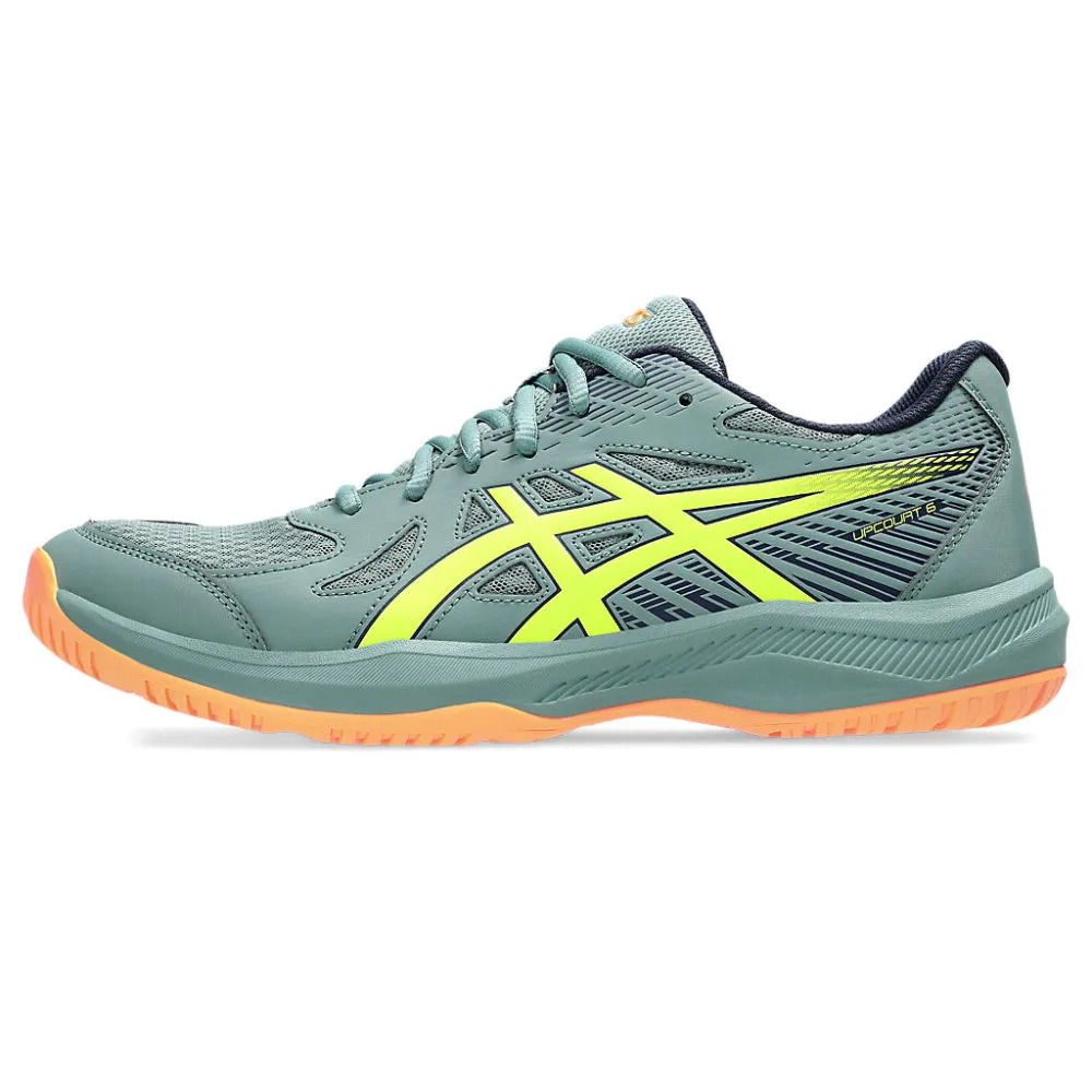 ASICS Men's Upcourt 6 Badminton Shoe (Celadon/Safety Yellow) Asics Exeo Wrestling Shoe