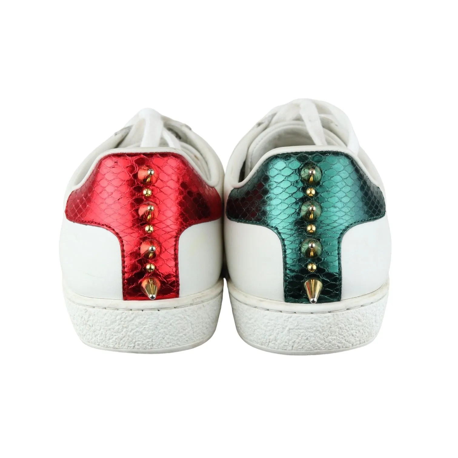 Gucci Web Pearl Studded Women Ace Sneakers Calfskin White Size 37 Butterfly Sneakers