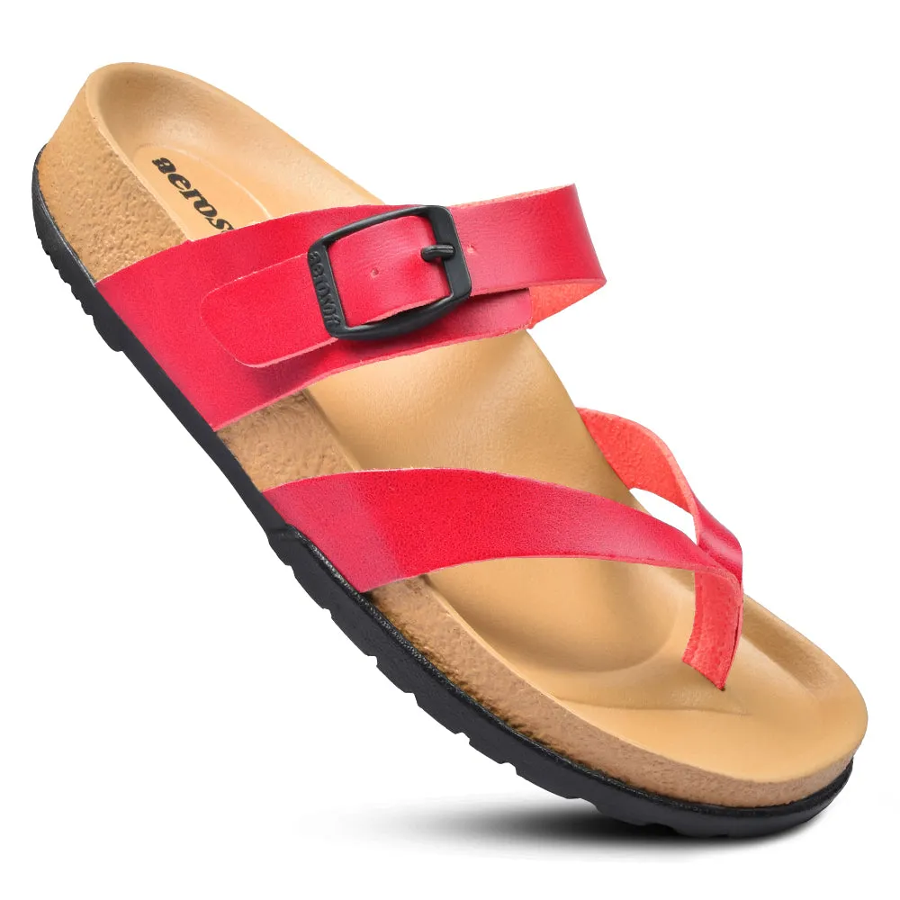 Aerosoft Trini Womens Strap Slip on Summer Sandals Slides Vs Flip Flops Beach