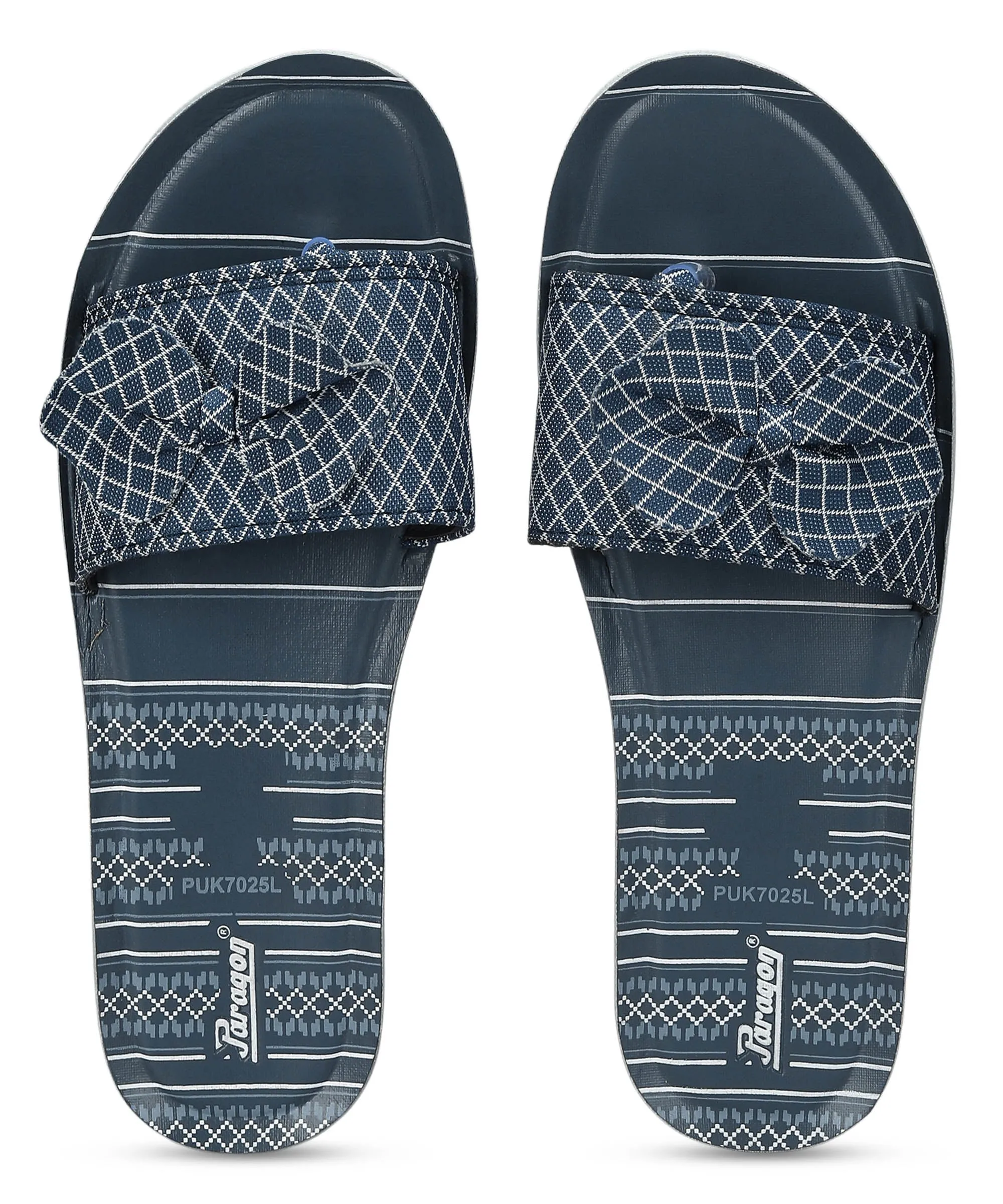 Paragon PUK7025L Women's Blue-Grey Sliders with Cushioned Sole for Everyday Use Square Toe Platform Flip Flops
