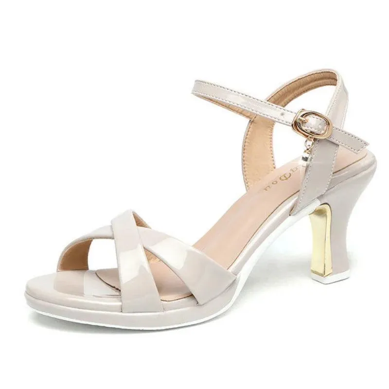 Comfortable Thick Bottom Block Heels Platform Office Ladies Women's Sandal Crew Leather Flip Flops